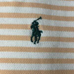 Ralph Lauren Polo with Pale Peach and White Stripes XL 100% Cotton